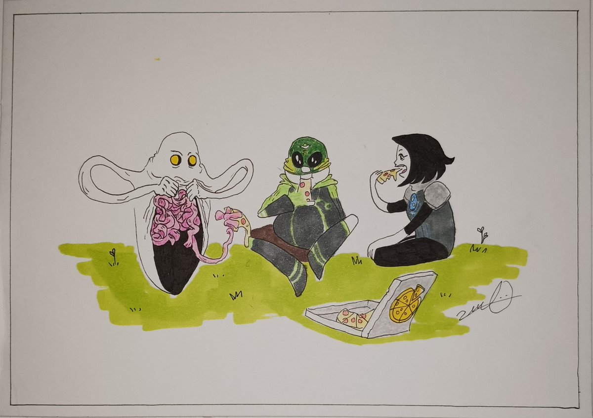 GordoTeenageUFO's tweet photo. In celebration of #inktober and leading up to our upcoming issue 2 #kickstarter artist Valeria Ontiveros will be creating Gordo crossover drawings throughout the month of October! Day 10 #GuttGhost created by @EnzoGarza https://t.co/BIQTrdA6rN
