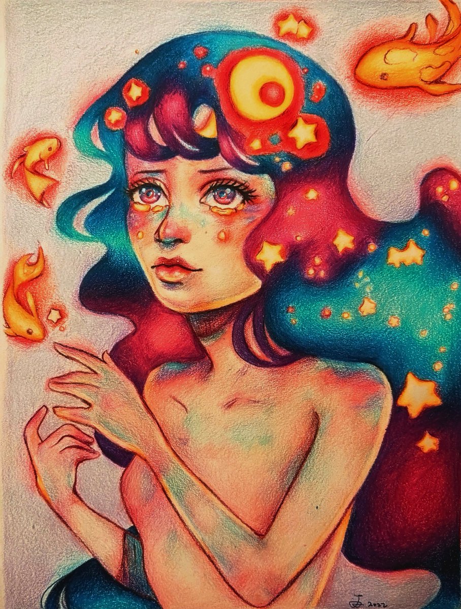 _Pranksty's tweet photo. "Summon Stars" a style study of Qinni art, one of my biggest inspirations for my work.

#art #drawtober #Artists #artistsontwitter #traditionalart #FANART #anime #AnimeArt #animetwt #Tribute #inktober2022 #drawing #conceptart #illustration https://t.co/ngkLpfMeGG
