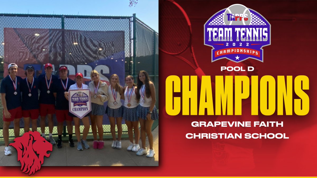 TAPPS_Tennis's tweet photo. Congratulations to Grapevine Faith Christian School, our TAPPS Team Tennis 2022 Pool D Champion! #TAPPSteamtennis https://t.co/MhKCwvDVSJ