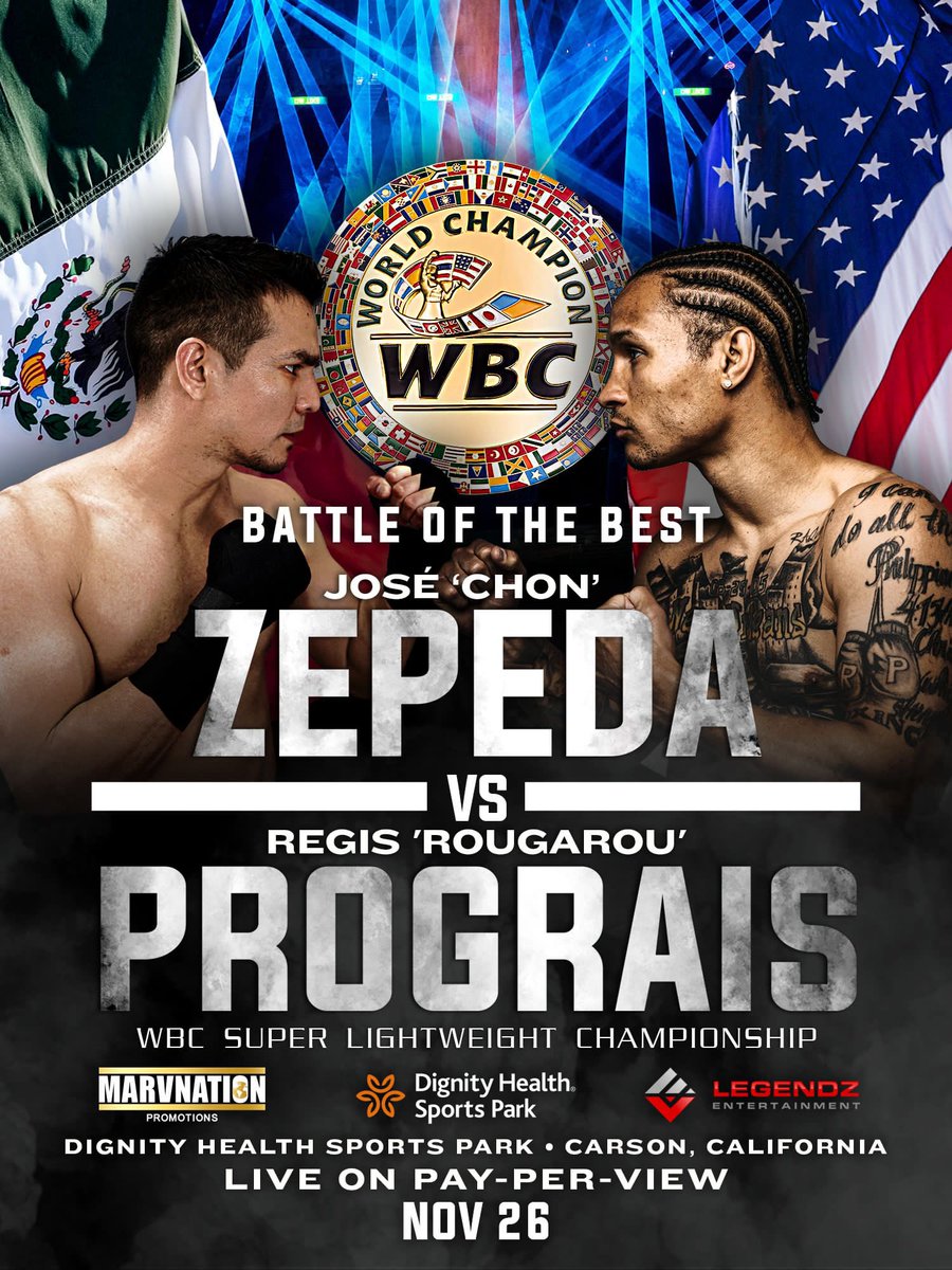 RPrograis's tweet photo. Battle of the best. 
🇲🇽 vs 🇺🇸 
#ZepedavsPrograis 
WBC Super Lightweight Championship 
November 26th https://t.co/BAnOHntXhS