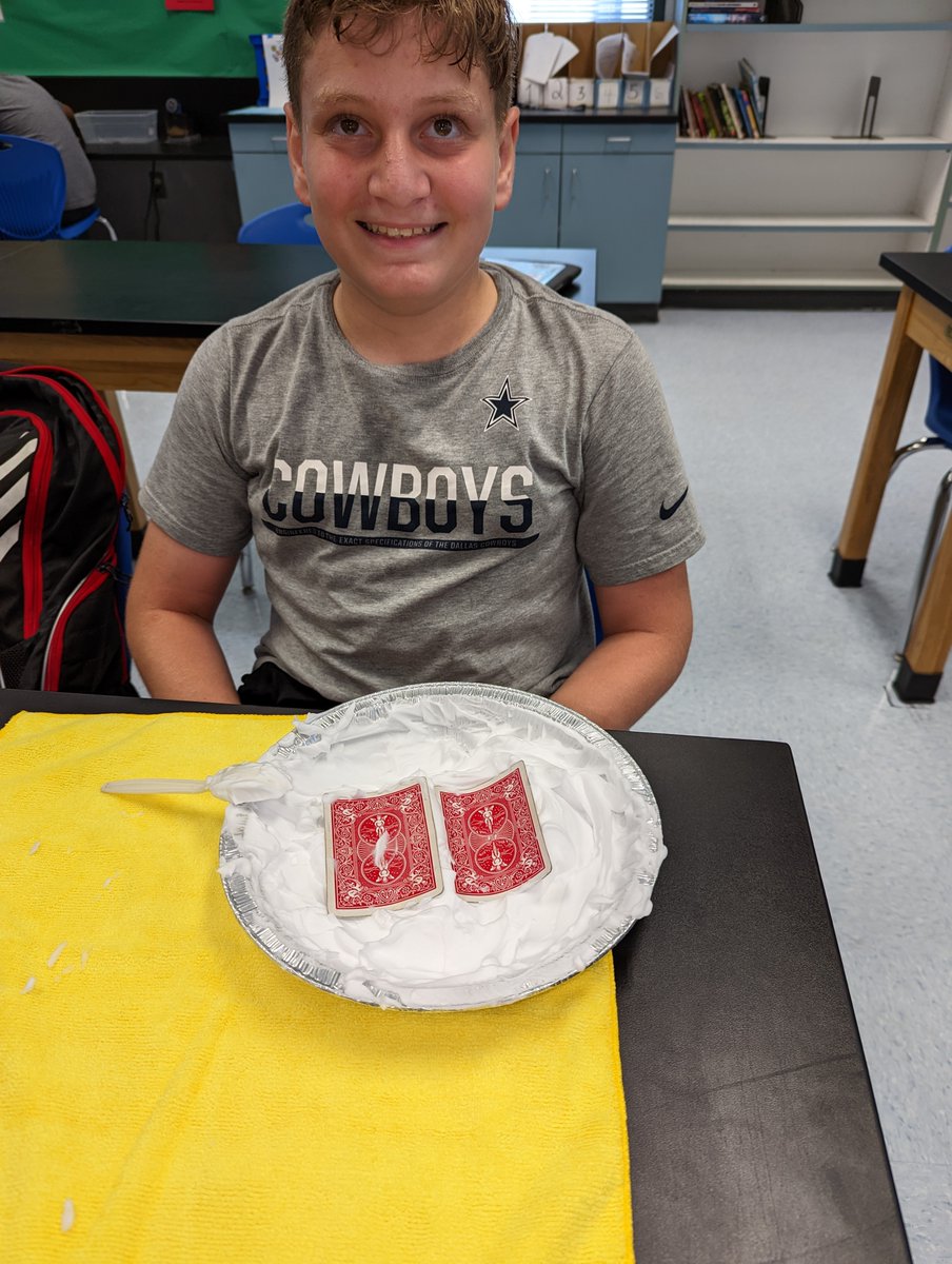 7th graders really enjoyed modeling plate boundaries with shaving cream and playing cards.
You may notice the 25 year old <a href="/HawaiianAir/">Hawaiian Airlines</a> playing cards.... It's a fine line for science teachers between "saving something for class" and hoarding 😉