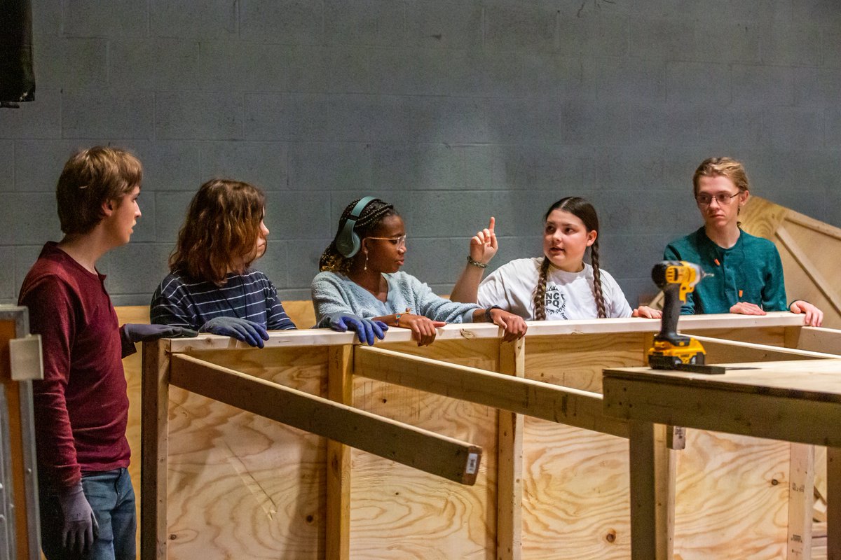 nconstage's tweet photo. The #IntoTheWoodsNC @nchstechtheatre has been working hard to get our set up! Make sure to get your tickets by visiting the link below. Show dates are October 27-29. 📷 creds: @michaelCamp  https://t.co/eKikI9DMmE https://t.co/HtYiMDbsj6