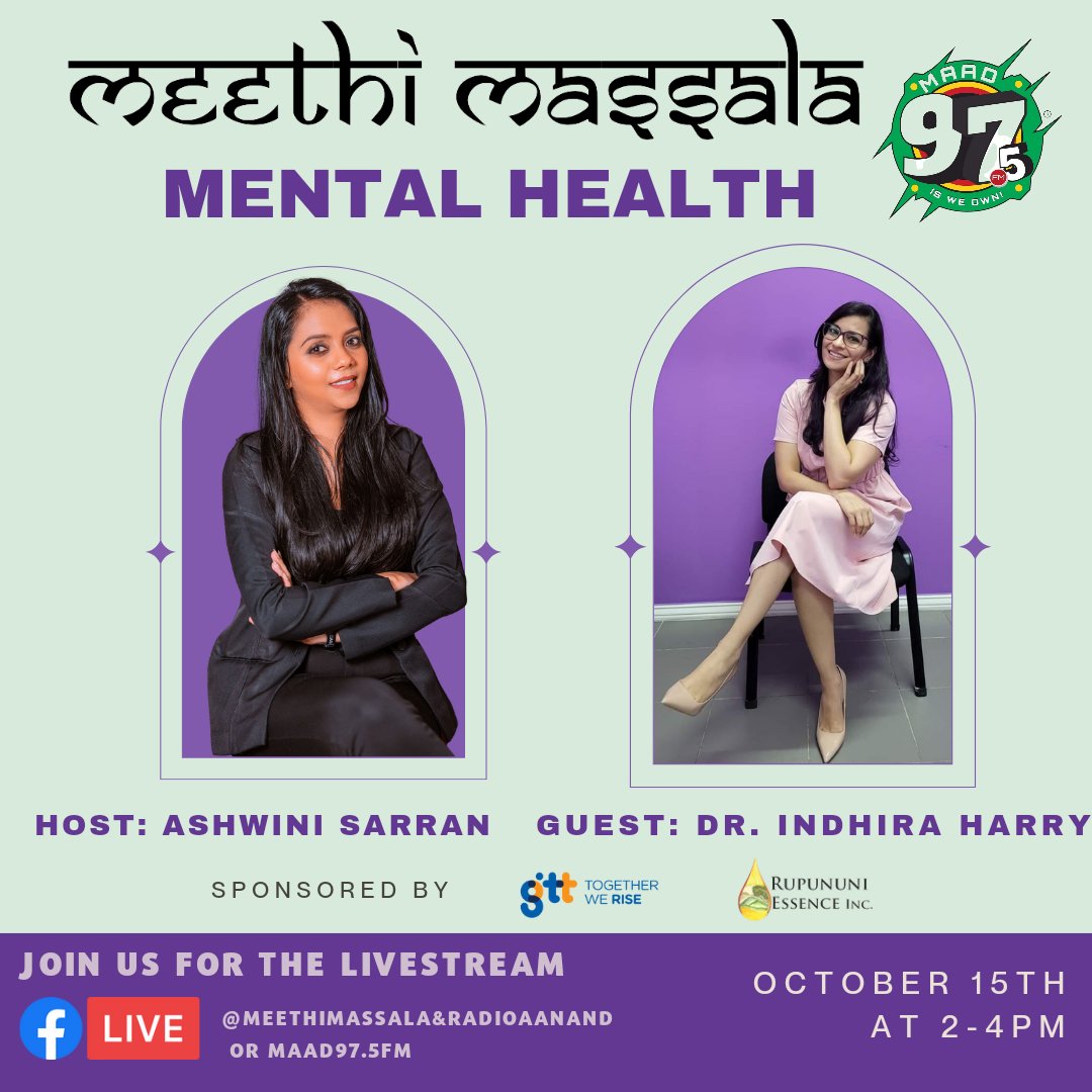 AshwiniSarran's tweet photo. Join us this Sat as we continue our discussion on mental health awareness.
Do like,follow and share Meethi Massala & Radio Aanand on FB and IG.
@ashwinisarran1 on Tik Tok
Also join me on the weekends β€οΈ
#radioaanand #meethimassala #georgetown #desi #radio #music #VirtualRadio https://t.co/8ZXRiIFVSa