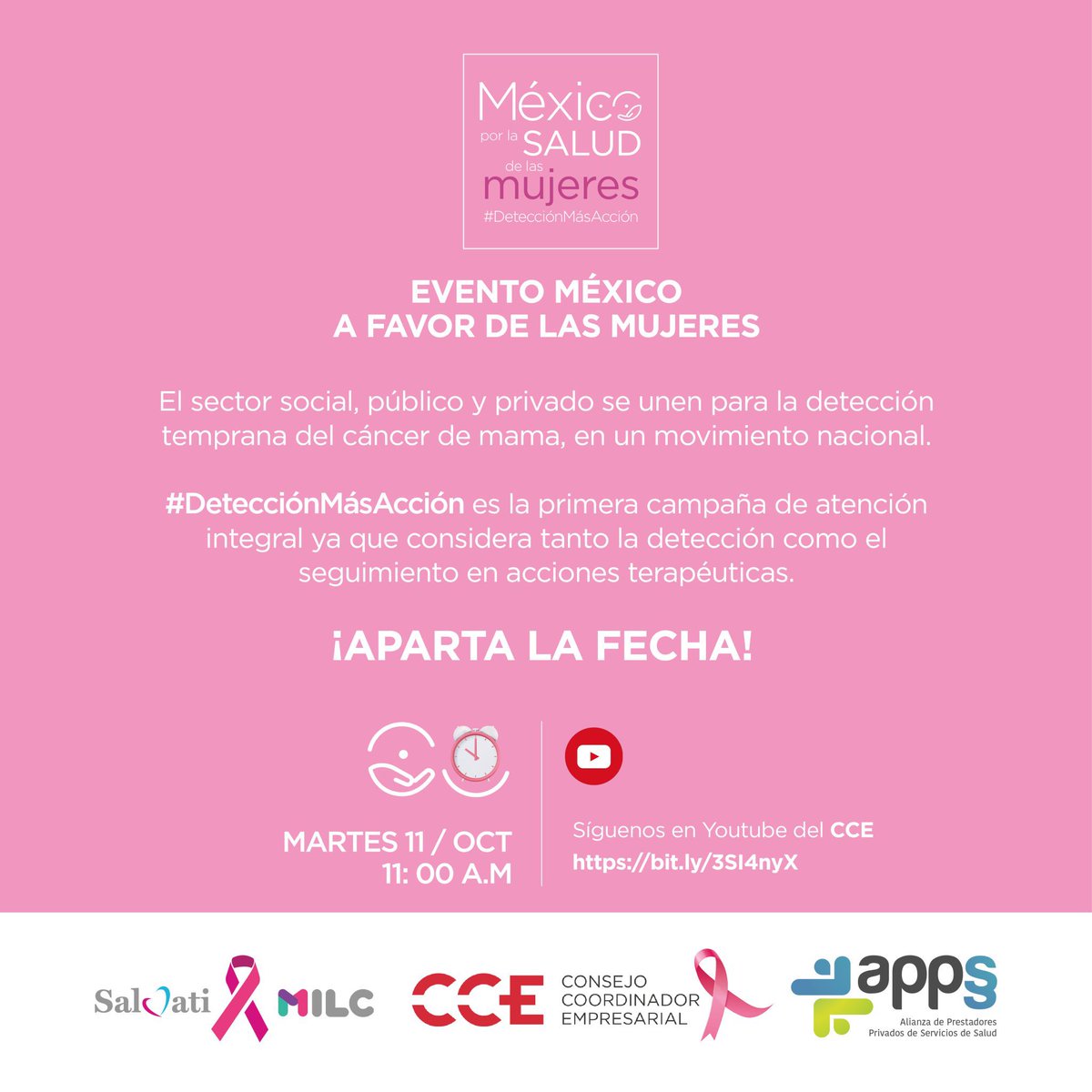 Dpatjr's tweet photo. Acompañenos mañana en este evento a favor de la salud de las mujeres. El sector privado @cceoficialmx @SaludCCE y #APPSS esta convencido del valor fundamental de la salud y de ser facilitadores de abrir espacios para la detección temprana…… https://t.co/z81WRnmjfB