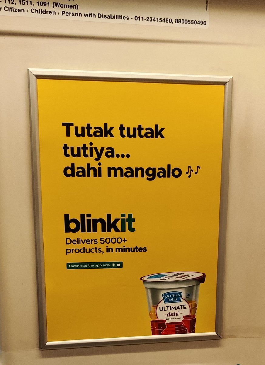Maygha_s's tweet photo. Copywriting at its wittiest.. Where do you get your copywriters from @letsblinkit? 🤔

#lifeinametro https://t.co/NNjiwbcAex