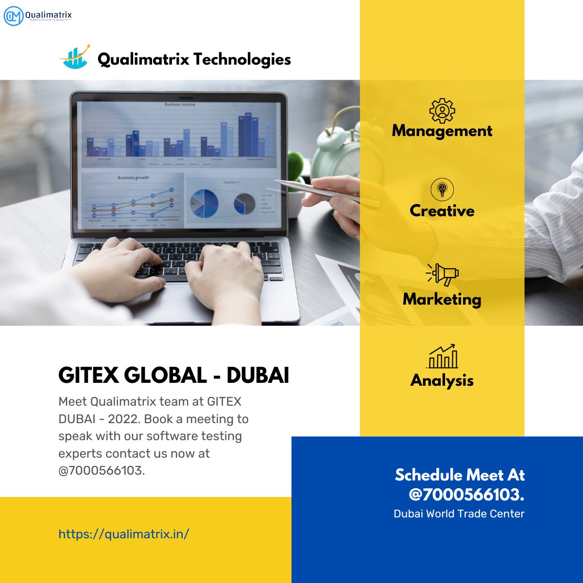 QualimatrixTech's tweet image. The Qualimatrix team is ready with its world-class &quot;Software Testing platform&quot; at the largest Tech Exhibition in the world - GITEX @Dubai from 10-13th October.

#FitbitSense2 #WorldMentalHealthDay #رييس_الدوله 
#HouseOfTheDragon #GITEX2022 #صباح_الخير #GITEXGLOBAL2022 #arsliv2022