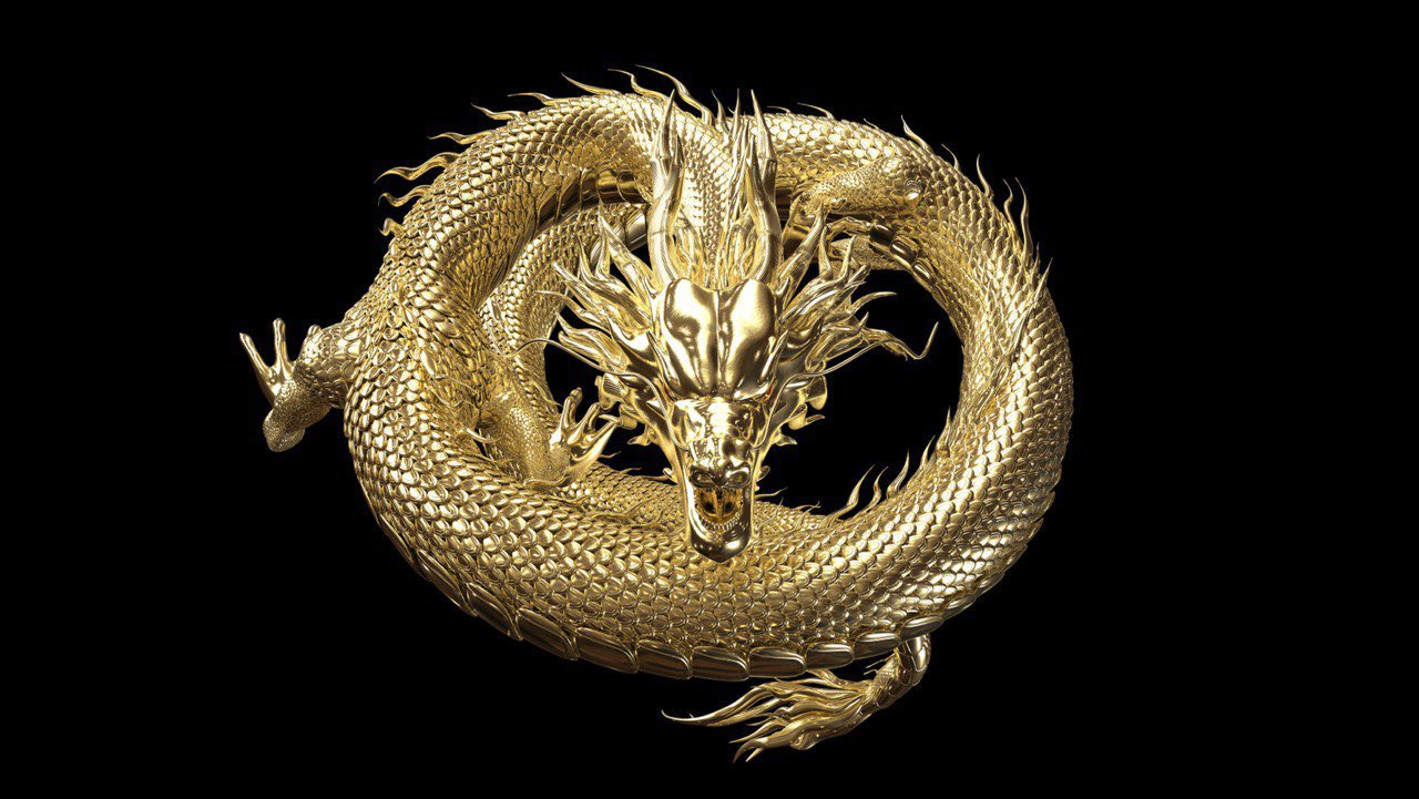 Chinese Monster Dragon Gold- 3d rendering