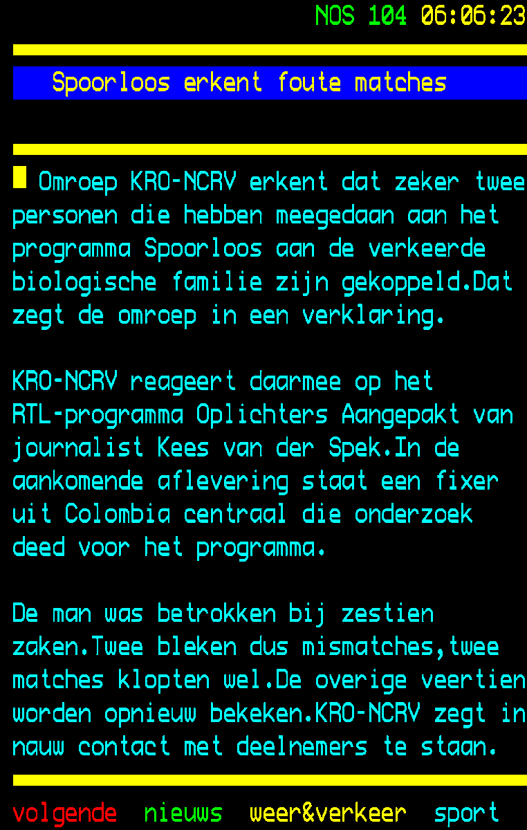 nos.nl/ttapp 16 cases. 2 mismatches, 2 klopten wel. Overige 14?