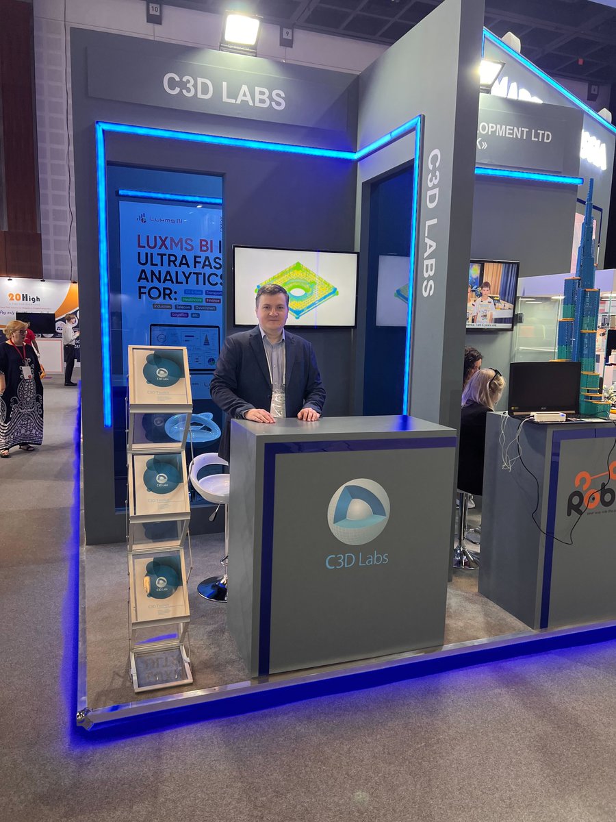 C3Dlabs's tweet photo. We're at #GITEX2022 right now! Join us at the booth H2-B40 to talk about the unique features of C3D Modeler, Solver, Converter, B-Shaper and Vision. More information https://t.co/2LeevzlajL #c3dlabs https://t.co/KuxU65MUSF