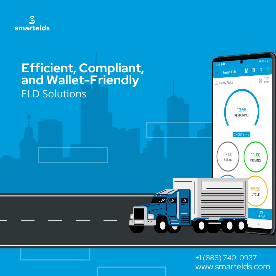 smartelds's tweet photo. SmartElds is a registered ELD solution that fully complies with the FMCSA requirements.
Call us at +1888-740-0937 or visit us at https://t.co/Ka3OHMhefN
#smartelds #walletfriendly #eldmandate #semitruck #truckdriver #trucking #truckdrivers #truckingcompany #truckingcompanies https://t.co/AXKDiSuNyk