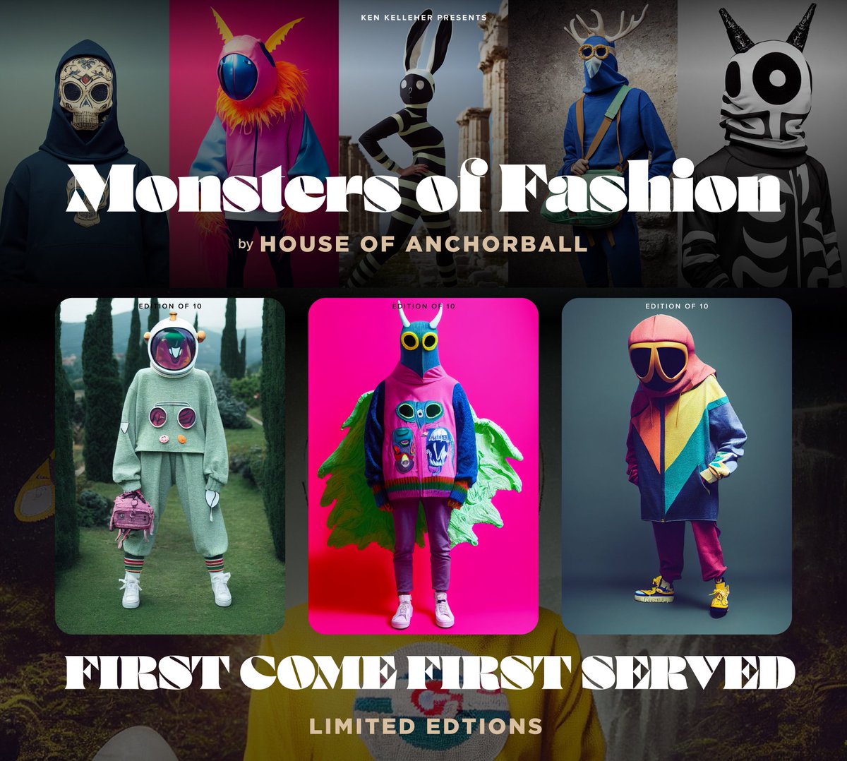 Monsters of Fashion Limited Edition Encore @niftygateway 12 pieces /10 editions each / $90 niftygateway.com/collections/mo… #NFTCollection #ETH #nftart #monstersoffashion #niftygateway