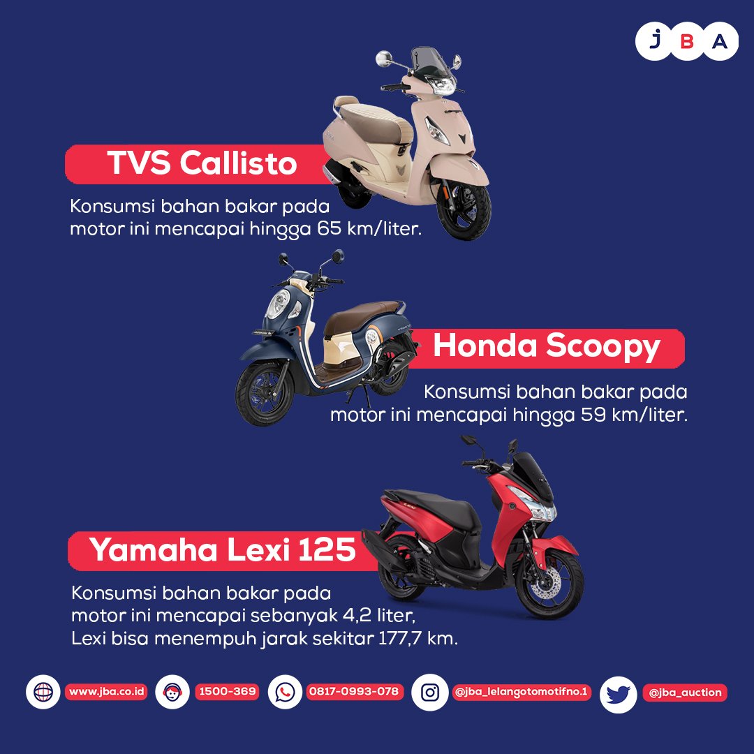 jba_auction's tweet photo. Nah mimin mau kasih 7 rekomendasi motor matic bekas irit dengan harga terjangkau yang bisa Anda dapatkan dengan ikut lelang di JBA😱

#lelang #balailelang #balailelangindonesia #balailelangotomotif #lelangmobil #aplikasilelang #lelangotomotif #otomotifindonesia #jualmobil #aucion https://t.co/vCnJE6el62