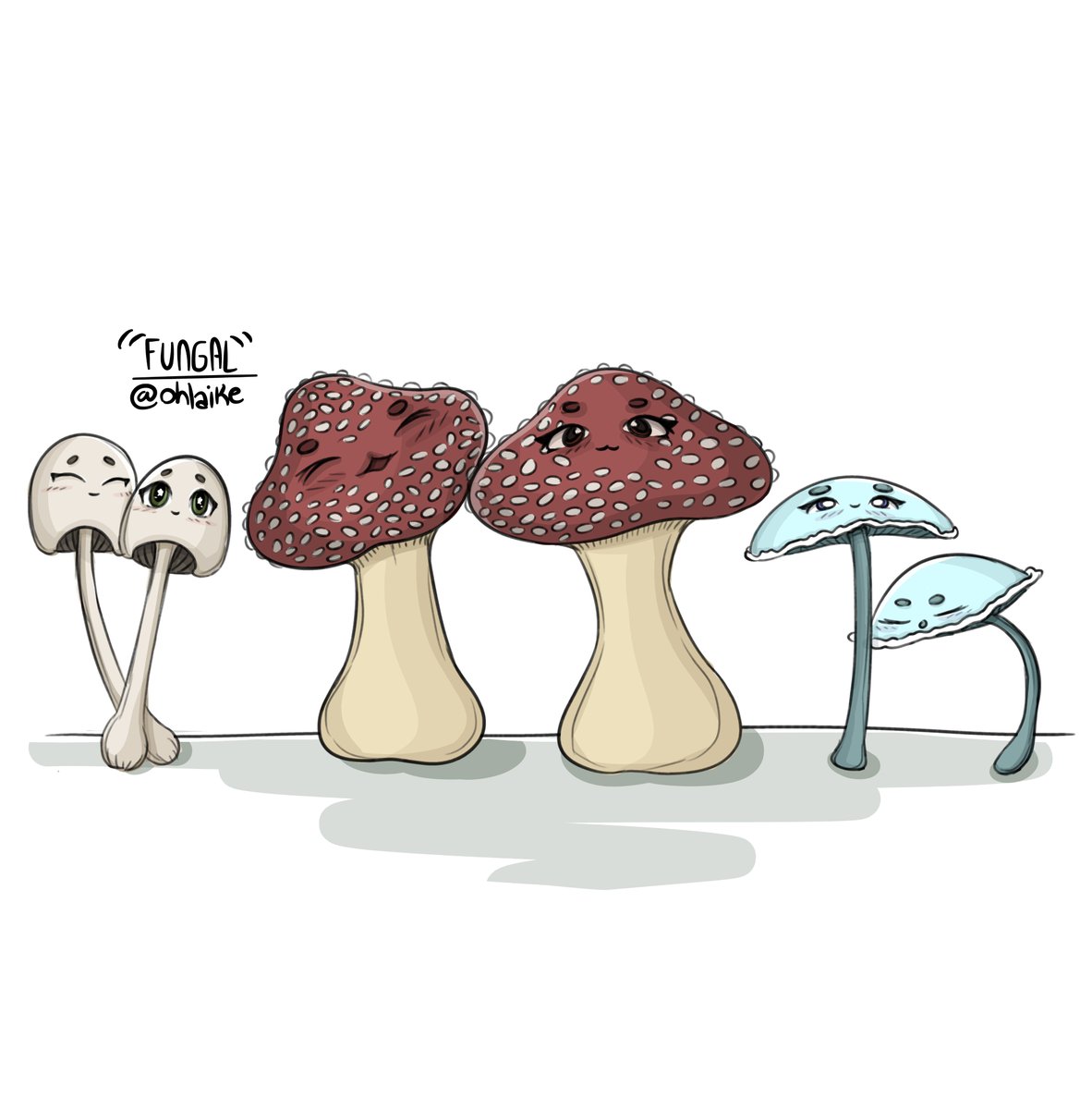 ohlaike's tweet photo. #CWBotanical day 10 - fungal! felt like doing a little doodle in my own style this time, here's some fun guys (hah) https://t.co/mKXPcILZBO
