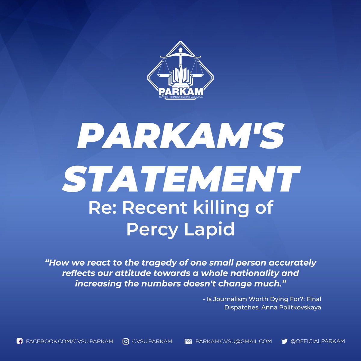 OfficialParkam's tweet photo. โHow we react to the tragedy of one small person accurately reflects our attitude towards a whole nationality and increasing the numbers doesn't change much.โ
- Is Journalism Worth Dying For?: Final Dispatches, Anna Politkovskaya
#PARKAM2022
#PARKAM https://t.co/r1Do6DtNPt