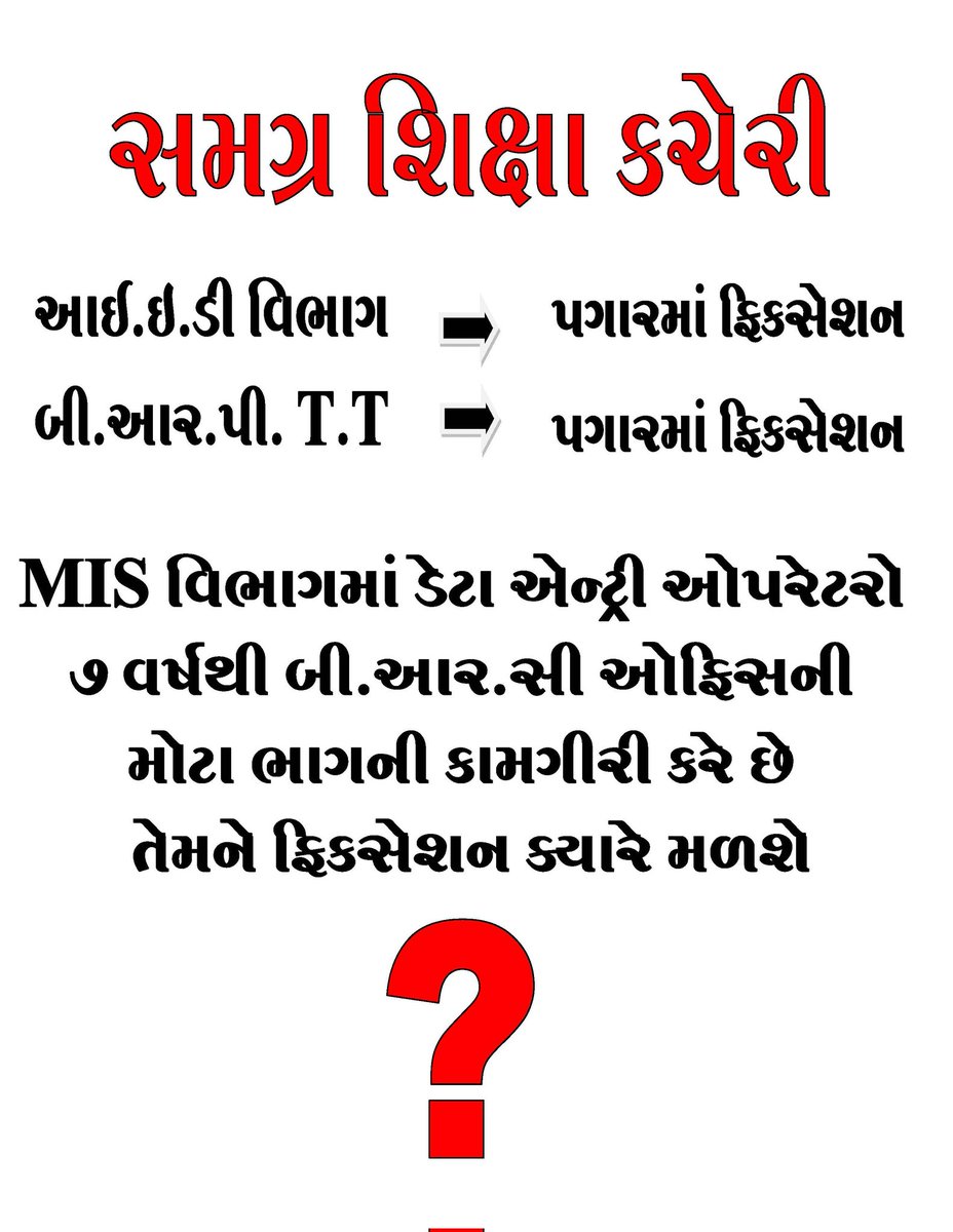 DilipBariya19's tweet photo. સાહેબશ્રી સમગ્ર શિક્ષાના MIS વિભાગના mis, ઓફિસ આસિસ્ટન્ટ કમ કોમ્પ્યૂટર ઓપરેટર, સ્વીપર કર્મચારીઓ નો 2019 માં સમગ્ર શિક્ષાના અન્ય વિભાગના કર્મચારીનો વધારો કર્યો એવો વધારો કરી આપો તો સાચો ન્યાયપ્રિય સરકાર એમ સાબિત થાય.@CMOGuj @jitu_vaghani @educationgovuk @gujaratssa @CRPaatil https://t.co/lOZ2Gndei7