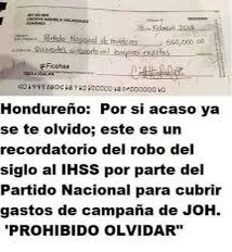 PoliticoHN504's tweet image. Para algunos es grave gastar 40mil lempiras en 8 pines oficiales pero no es grave haber emitido cheques desde IHSS por más de 6millones de lempiras para el Partido Nacional. 

#ProhibidoOlvidar
