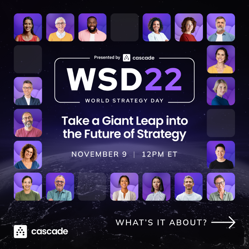 cascadestrategy's tweet photo. "Still haven't registered for #WorldStrategyDay?
Here's everything you need to know. 👇🏻
Well, not everything... We still have some surprises left. 😏
#WSD22 #FutureOfStrategy"
