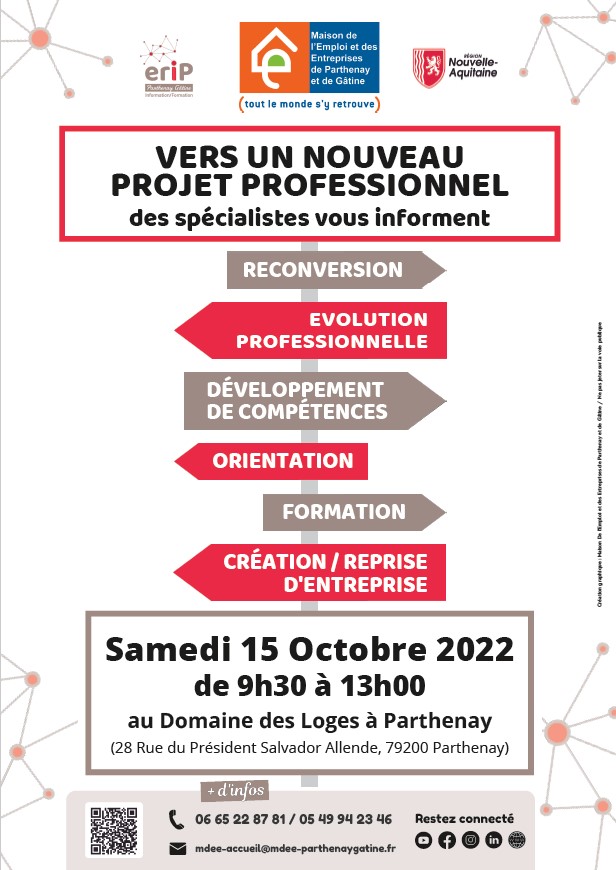 LoicPageot's tweet image. J-4⃣ pour venir à #parthenay et vous renseigner sur votre avenir. De nombreux professionnels vous y attendront, dont @poleemploi_NA .
Un évènement #erip @NvelleAquitaine @ParthenayGatine