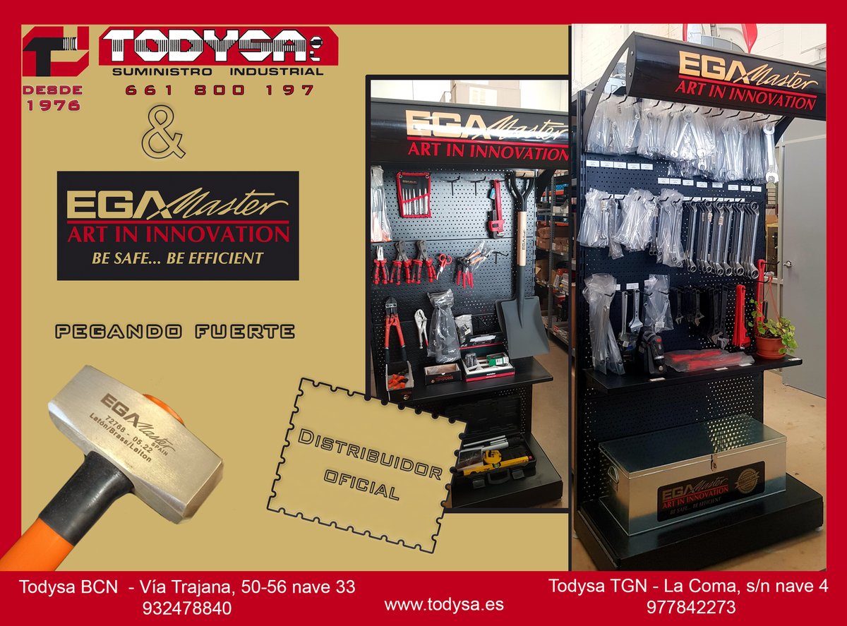 TodysaslBCN_TGN's tweet photo. En Todysa no nos conformamos con vender herramientas, si no que disponemos de las mejores.
#todysa #suministroindustrial #abrasivos #soldadura #consumibles #elevación #medición #iluminación #herramientas #protección #tuproveedorúnico
#egamaster https://t.co/dpq08FSkGL