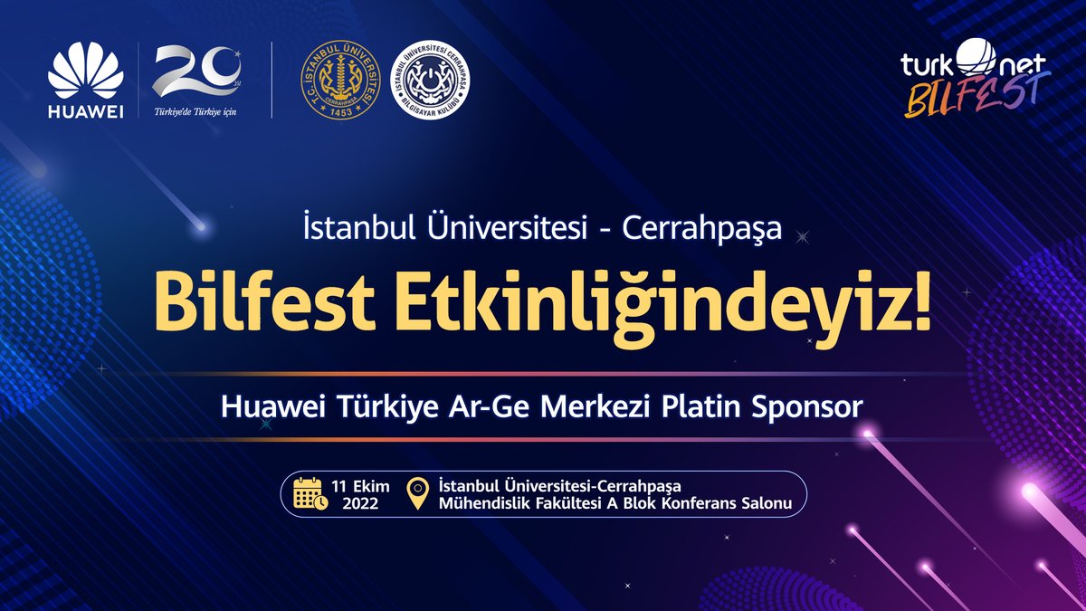 HuaweiTurkiye's tweet photo. Huawei Türkiye Ar-Ge Merkezi’nin Platin Sponsoru olduğu, Mühendislik Yönetimi Birim Yöneticisi Cihan Yurtseven’in Mobil Servisler hakkında konuşacağı @iu_cerrahpasa Bilfest Etkinliğindeyiz.
#Huawei
#bilfest https://t.co/WGmRrj1lxq