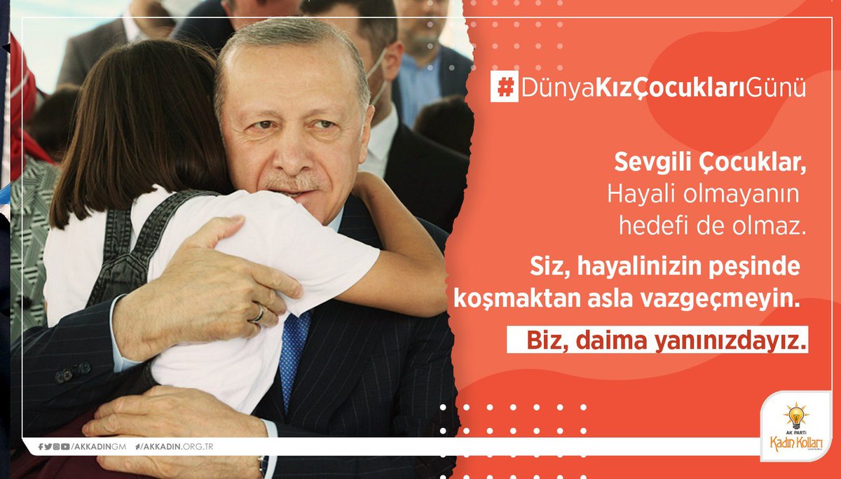 Nevruzelmadag's tweet photo. Hayali olmayanın hedefi de olmaz.
Sizler hayaliniz peşinde koşarken, bizler de hayalinize ulaşmanızda sizlere destek olacağız.

#DünyaKızÇocuklarıGünü kutlu olsun.

@aysekesir @hakanhanozcan @hatice_cakmak_ @mustafahasgul https://t.co/O6rDdzfMaq
