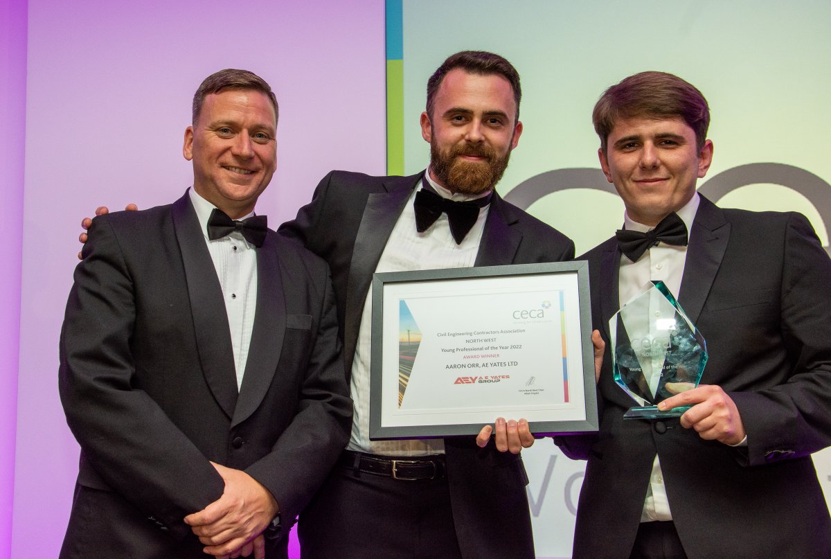 WINNER! Huge congratulations to Aaron Orr, AEY Site Manager - winner of 'Young Professional of the Year Award' at the <a href="/CECANW/">CECA North West</a> Annual Awards 2022.