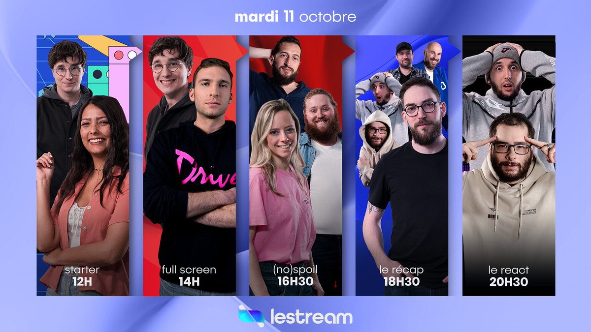 lestreamFR's tweet photo. 📌Le programme du jour ⬇️

🗞 Les news dans #Starter
🎮 Metal Gear Solid 3 dans #FullScreen
🍿 La bande dessinée au cinéma dans #NoSpoil
🔥 L'actu des RS dans #LeRécap
📺 Votre émission #LeReact

👉https://t.co/colhFrVlF9 https://t.co/9kvOZ0m6Gi
