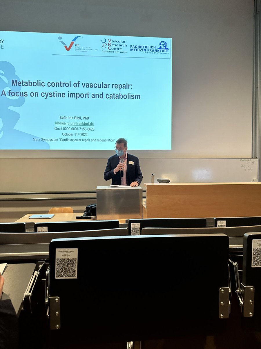 BrandesLab's tweet photo. Time for the second session of the Merz Award Symposium, chaired by @Ralf_P_Brandes and featuring @JamesAOo7! Let’s hear about some of the latest research on vascular repair and regeneration 🧬 https://t.co/reEFWwqQA1