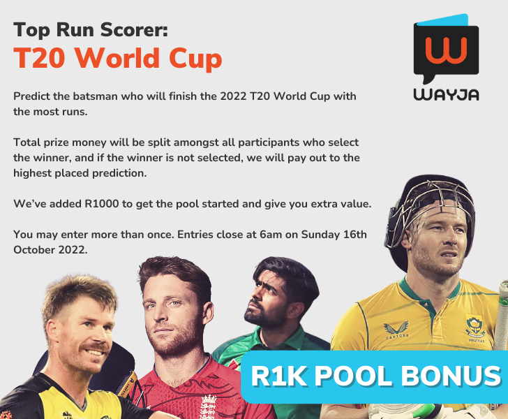 📢 4 brand new pools up for you this week, each with a kickstarted prize pool!

Come join the excitement on Wayja for the #FIFAWorldCup, #T20WC2022, #LIVGolf &amp; #PremierLeague. 

Sign up to Wayja today, Africa's first P2P betting platform 💰⛳️⚽️🏏

wayja.me