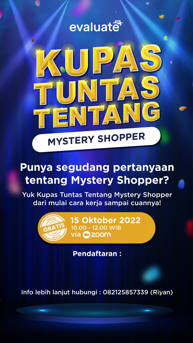 Masih bingung kerja #freelance jadi Mystery Shopper gimana? atau masih gak yakin sama #cuan nya? Yuk join Webinar Kupas Tuntas Tentang Mystery Shopper! GRATIS! Pendaftaran: bit.ly/webinarmystery… #webinar #mysteryshopping #infoloker2022