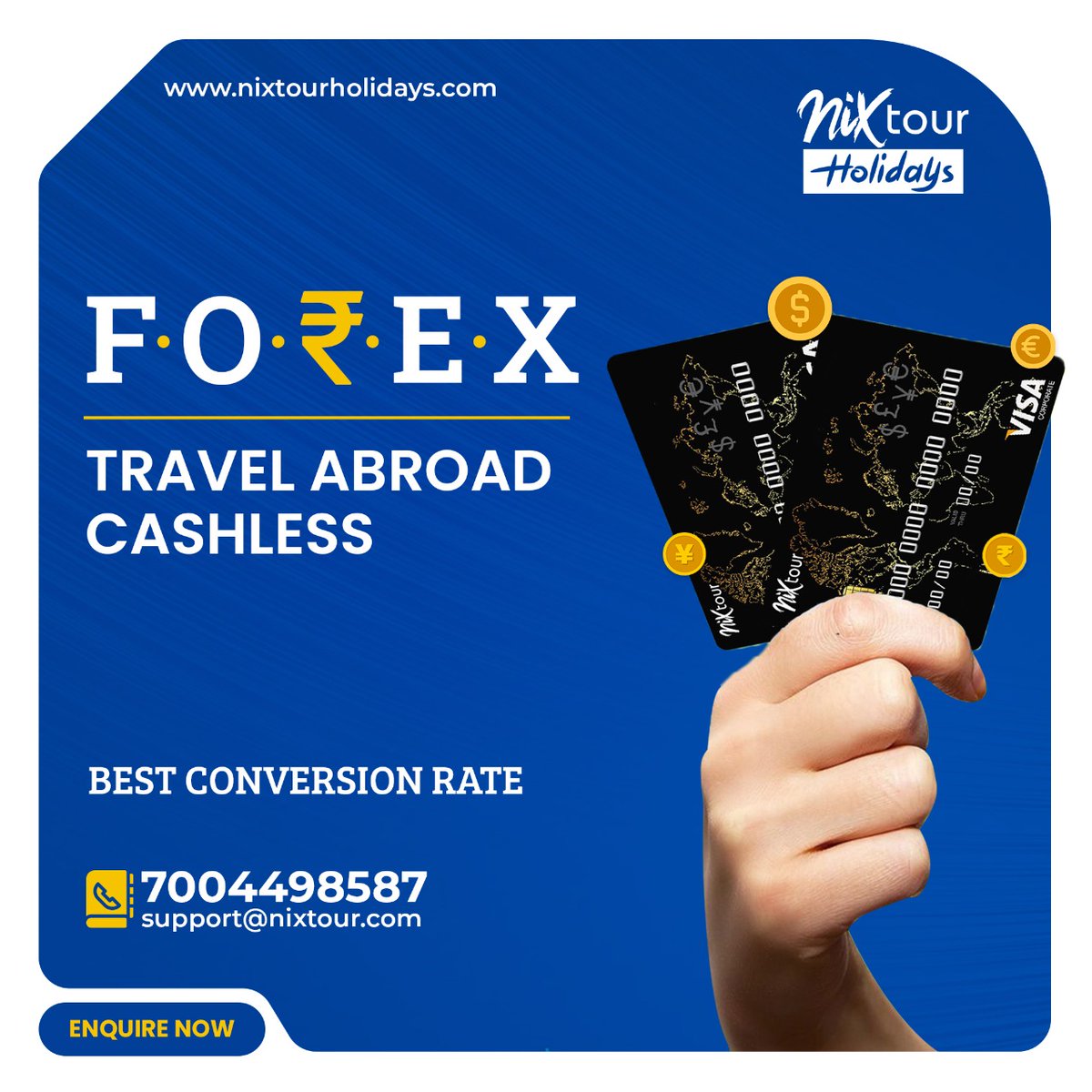 NixtourOfficial's tweet image. Thinking of travelling abroad cashless? Check out our FOREX card. It is the best-prepaid travel card that allows you to use a foreign currency of your choice.  contact us. Call us to know more. visit nixtourholidays.com/forex/ Kindly Call 🤙 +917004498587 #cards #cashlesscard