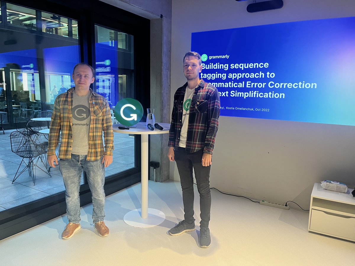 A look into @grammarly and their sequence tagging approach to grammatical error Correction and text simplification 🤖 Last week, Applied Research Scientists at Grammarly, visited the Campus to do a deep dive into their paper “Grammatical Error Correction: Tag, Not Rewrite”#ai