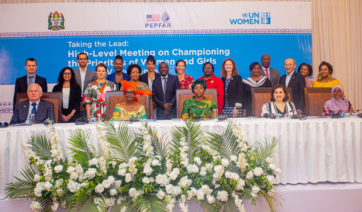 Day 2 of @unwomenchief Executive Director Sima Bahous in #Tanzania: joining emerging young women leaders, women ministers and leaders of health, education and gender equality for the high-level meeting to elevate young women's leadership in #HIV response.