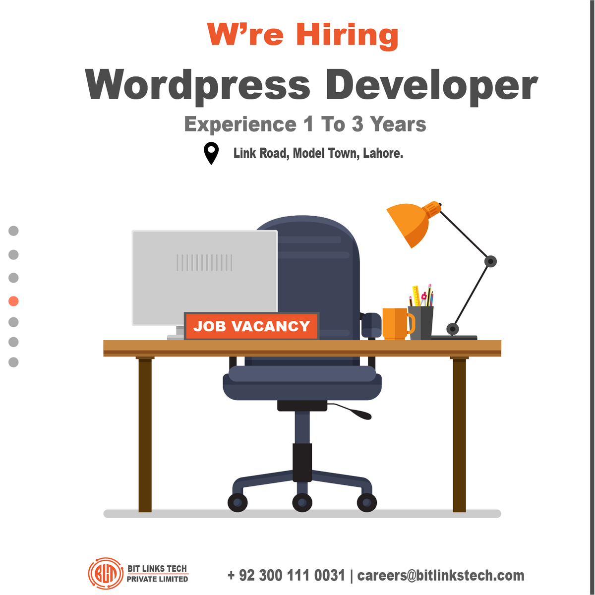 bitlinkstech's tweet photo. Bit Links Tech Private Limited is looking for an in-house WordPress Developer.

Location: Model town, Lahore.
Candidate must be punctual.

#bitlinkstech #bitlinks #wordpressdeveloper #wordpress #hiring #jobsearch #technology #lahorejobs #Lahore #ModelTown https://t.co/gFqOC5EoUD
