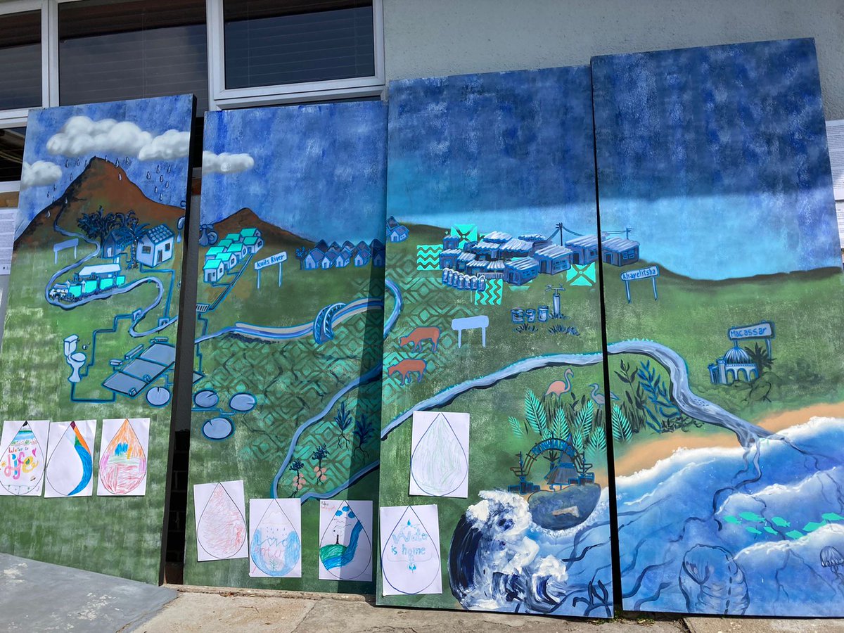 Our Source to Sea mural with some added touches from our visitors at the FynbosLIFE festival held at the Zandvlei Lookout on Sunday.