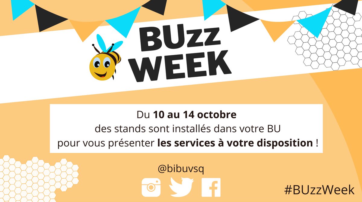 bibuvsq's tweet image. Cette semaine c'est la #BUzzWeek dans les #BU de l'@uvsq !
Venez rencontrer vos bibliothécaires autour de stands d'info sur les services à votre disposition !