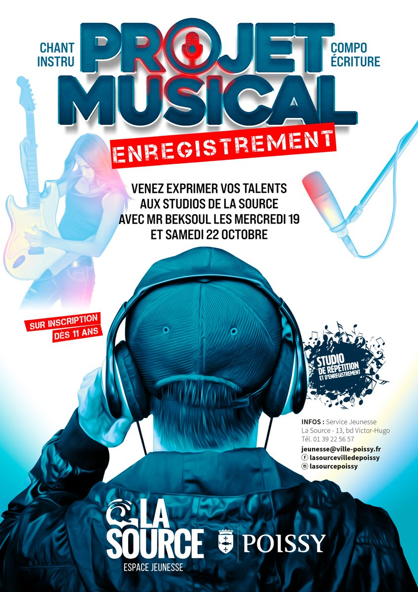 villepoissy's tweet photo. #ProjetMusical Écriture, composition, chant, instrument...La Source lance un projet musical pour les jeunes à partir de 11 ans. Deux sessions sont organisées les mercredi 19 et samedi 22 octobre, sur inscription ! 🎶 https://t.co/wHZgTT0pb5