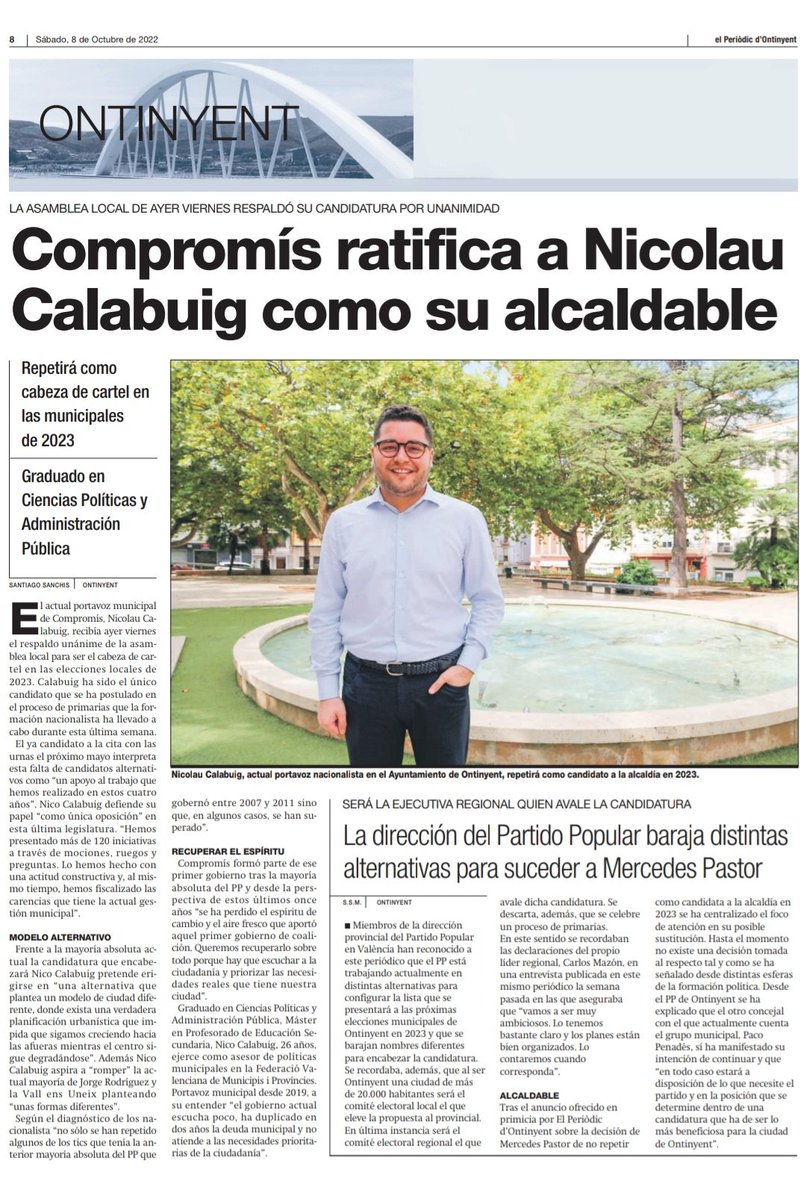 🧡Molt agraït als meus companys i companyes pel suport com a candidat a l'alcaldia d'#Ontinyent per <a href="/CompromisONTI/">Compromís Ontinyent</a>.

Estimem la nostra ciutat i treballem per millorar-la dia a dia.

Ara volem governar escoltant les persones i prioritzant els problemes reals. Guanyarem el futur!😉