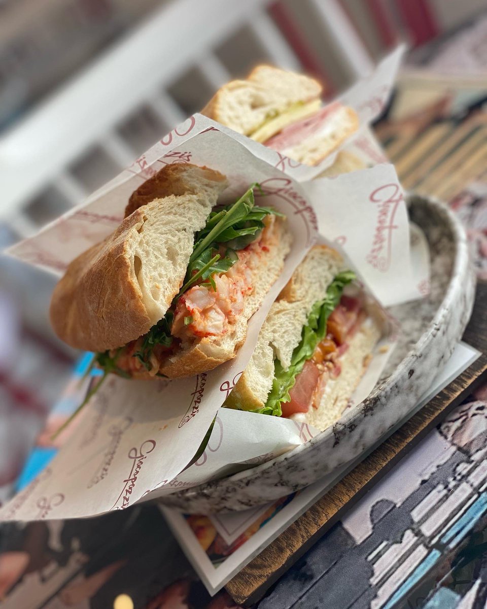 Giacopazzis's tweet photo. We’ve now got some super little half baguettes for those looking for a lighter bite - available to eat in or to take away today #crayfish #blt #goatscheese #hamandcheese #picnicfood #litebites #sandwich #eatin #takeaway #baguette #freshlybaked #giacopazzisgelato https://t.co/i0O5EabeZG