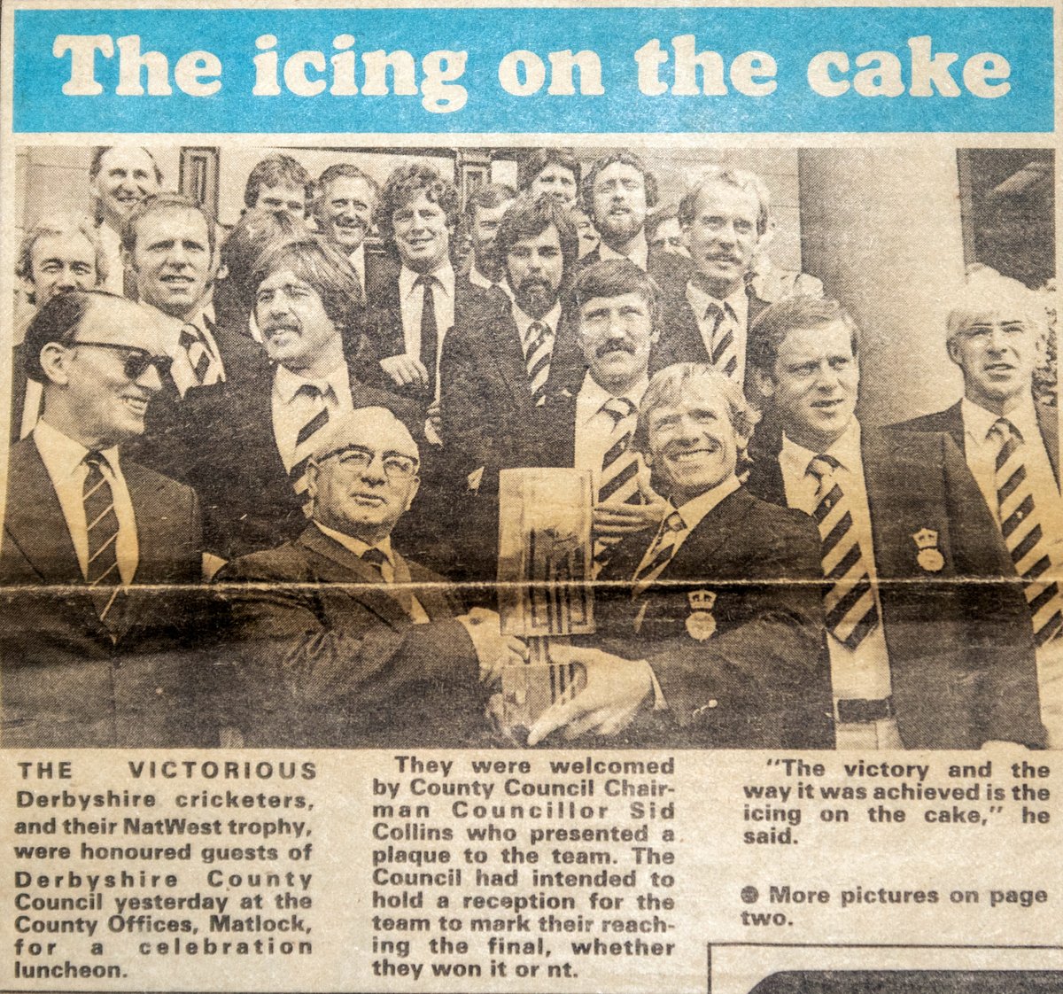 Derbyshire @DerbyshireCCC in Print - Day 299 Derbyshire cricket managed to get on the front page of the Derby Telegraph after their victorious NatWest Trophy campaign in 1981 ended with a trip to the County Offices at Matlock...