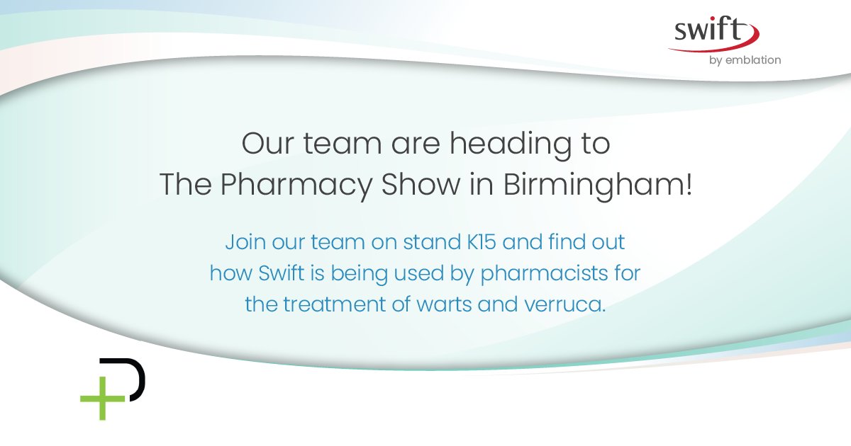 ⭐ The Pharmacy Show Birmingham ⭐

Are you going to The Pharmacy Show in Birmingham?

Our wonderful team will be on stand K15 ready to introduce you to Swift – our award-winning system which uses microwave technology to treat warts and verrucae.

#ThePharmacyShow #swiftcommunity