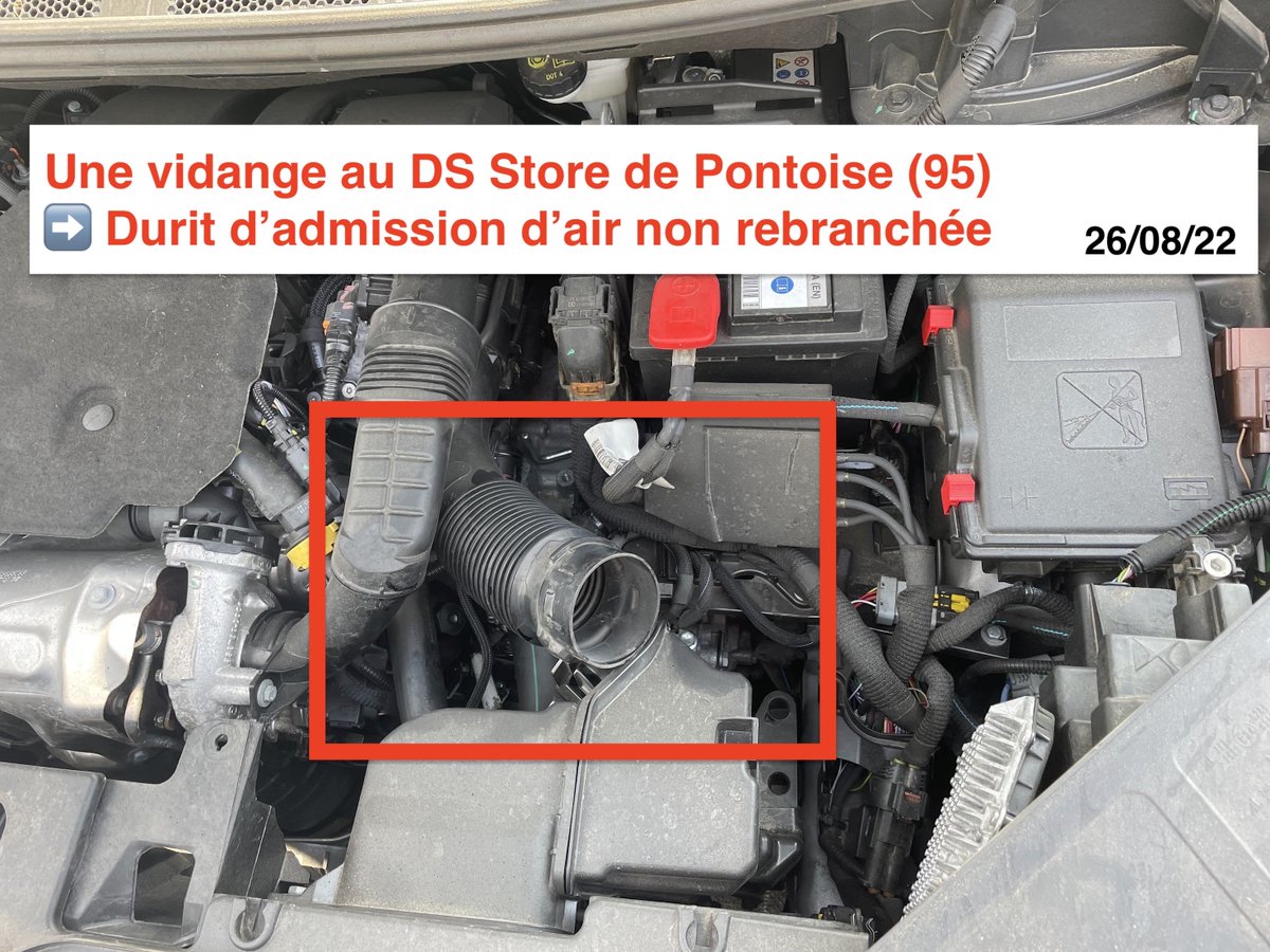 juliendelmas's tweet photo. ⚠️Besoin de vous Merci de ❤️ et RT⚠️

@DS_Official @DS_fr @JoelVerany @BeatriceFoucher, que faire face à l’incompétence évidente du DS Store de Pontoise (95)?

Vidange:
=> fuite d’huile importante
=> pas de rebranchement arrivée d’air

Changement 4 pneus:
=> 2 montés à l’envers https://t.co/zr73l3sGLP
