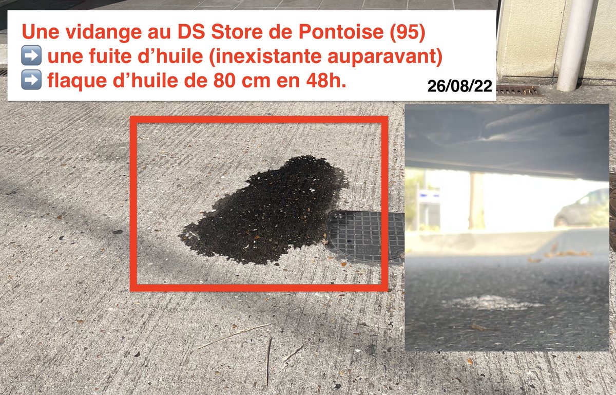 juliendelmas's tweet photo. ⚠️Besoin de vous Merci de ❤️ et RT⚠️

@DS_Official @DS_fr @JoelVerany @BeatriceFoucher, que faire face à l’incompétence évidente du DS Store de Pontoise (95)?

Vidange:
=> fuite d’huile importante
=> pas de rebranchement arrivée d’air

Changement 4 pneus:
=> 2 montés à l’envers https://t.co/zr73l3sGLP