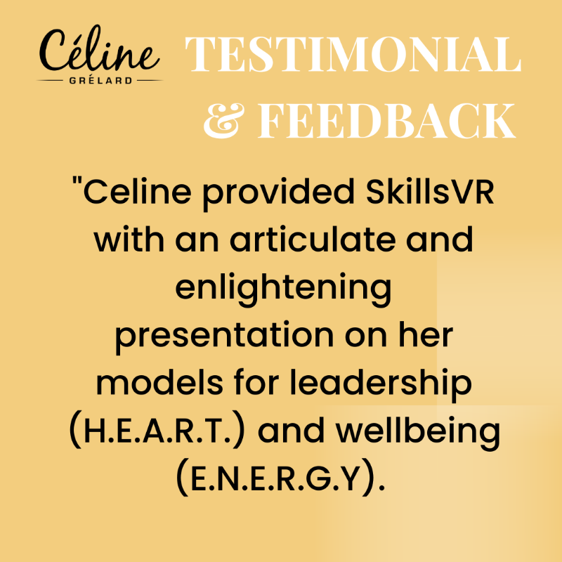 CelineGrelard's tweet photo. 💚 Testimonial &amp; Feedback from a lunch training at SkillsVR on their company day on leadership and wellbeing. These models come out of my experience in IT and PM on high profile projects that are challenging and complex.

#testimonial #feedback #speaker #leadership #wellbeing