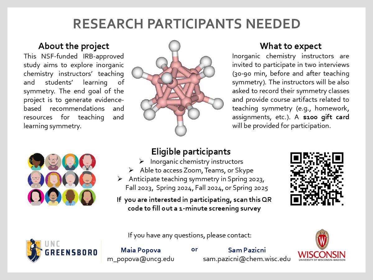 Maia Popova, PhD (@maia_popova) on Twitter photo Dear Twitter community, please help us spread the word about this study. If you are an inorganic chemistry instructor teaching symmetry, consider participating 🤓 Dear Twitter community, please help us spread the word about this study. If you are an inorganic chemistry instructor teaching symmetry, consider participating 🤓