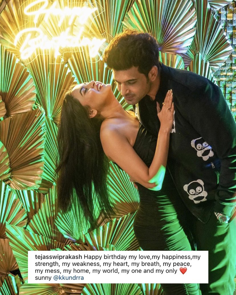 PuneTimesOnline's tweet photo. .@itsmetejasswi dropped a series of fun photos from @kkundrra ’s #birthday celebration but her caption stole the show!

#KaranKundrra #TejasswiPrakash𓃵 #TejRan #TejaTroops #HappyBirthdayKaranKundrra https://t.co/AHg60wMKfY