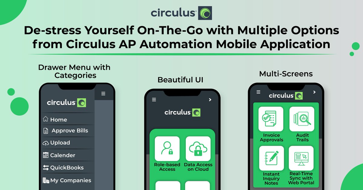 CirculusTech's tweet image. Complete your AP tasks with blazing fast speed and incredible performance Anytime Anywhere with #Circulus #MobileApp. For more, visit: circulus.io

#InstantInquiryNotes #AuditTrails #HappyAPTeams #SwiftApprovals #RoleBasedAccess #CloudBasedAccess #StressFreeAPTeams