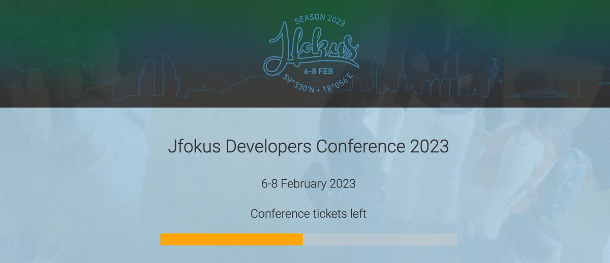 Jfokus's tweet image. #Jfokus program committee is working hard with 500+ talks submission to make the best program for 2023. Meanwhile already half of the tickets to #Jfokus are gone, register before it's too late. jfokus.se/register #conferenceseason
