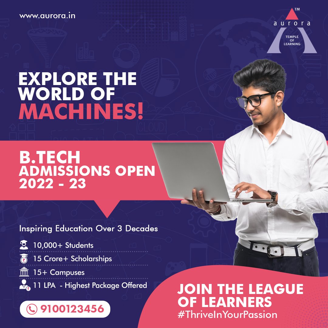 auroragroup_1's tweet image. If you’re interested in studying how #machineswork, #MachineLearningEngineering is the right choice for you.
Learn the subtle nuances of #ArtificialIntelligence from the top-ranked college in Hyderabad, Aurora, and #ThriveInYourPassion!
#auora #auroraconsortium