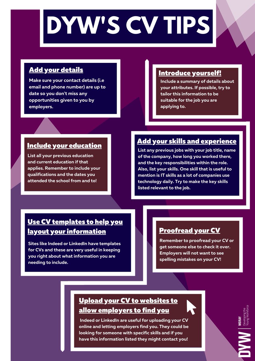 Are you looking for a job but are unsure of what to put in your CV? 😰 Don't worry! We have selected a few tips to help you get started on creating your own CV. Check them out below 👇😊